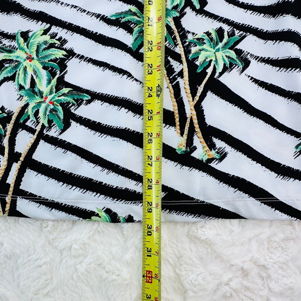 Bad Birdie Mens Zebra Palm Tree Golf Polo Shirt White Black Green Large - Picture 9 of 9